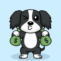 Vector illustration of premium cute dog doing weightlifting