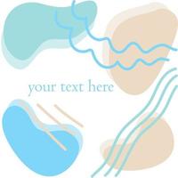 Frame template with place for text in simple modern abstract style. Abstract sea waves. Hand drawn line wedding invitations or greeting cards, social media wallpaper. vector