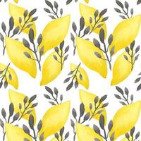 patrón tropical sin costuras con limones amarillos. Fondo repetido de frutas. impresión vectorial brillante para tela o papel tapiz. vector