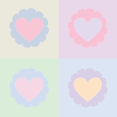 Vector Cute Hearts in  On flower Pastel Colors seamless pattern background.