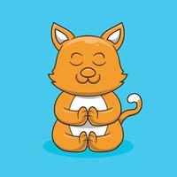 Cute cat meditation vector