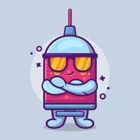 cute syringe character mascot with cool expression isolated cartoon in flat style design vector