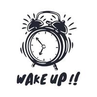 Wake up lettering design with alarm clock vector