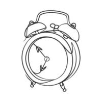 Continuous line drawing of classic alarm clock vector