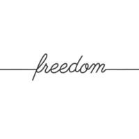 Freedom - Continuous line drawing typography lettering minimalist design vector