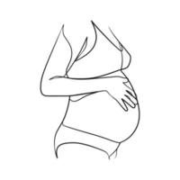 Pregnant woman continuous line art vector