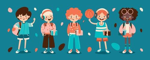 Set Of Various Teen College Students vector