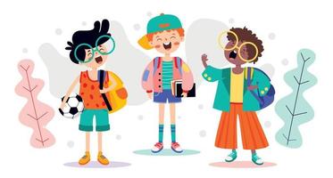 Set Of Various Teen College Students vector