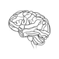 dibujo de línea continua de un cerebro humano vector