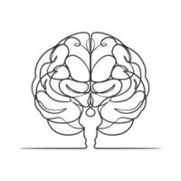 dibujo de línea continua de un cerebro humano vector