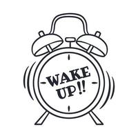 Wake up lettering design with alarm clock vector