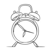 Continuous line drawing of classic alarm clock vector