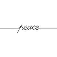 Peace  - Continuous line drawing typography lettering minimalist design vector