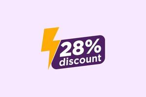 28 discount, Sales Vector badges for Labels, , Stickers, Banners, Tags, Web Stickers, New offer. Discount origami sign banner.