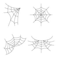 Set of different kinds of web with spiders on a white background for Halloween. Halloween Elements and Objects for Design Projects. vector