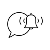 icono de chat con campana. icono relacionado con sonido, notificación. estilo de icono de línea. diseño simple editable vector