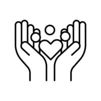 People icon with heart and hand. icon related to diversity, togetherness. line icon style. Simple design editable vector