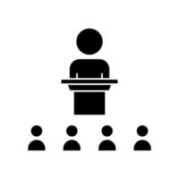 People icon in podium. icon related to discussion, business. Glyph icon style, solid. Simple design editable vector