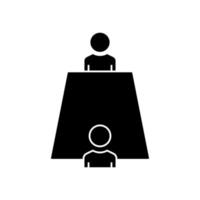 People icon with table. icon related to discussion, business. Glyph icon style, solid. Simple design editable vector