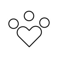 icono de personas con corazón. icono relacionado con la diversidad, la unión. estilo de icono de línea. diseño simple editable vector