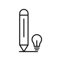 Pencil icon with Light bulb. icon related to education, ideas. line icon style. Simple design editable vector