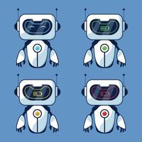 Charging Robot Illustration Concept. Humanoid Robot Assistant while Charging with Battery Status. vector