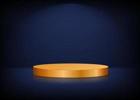 Empty stage background. Golden round podium for presentation. Vector illustration.