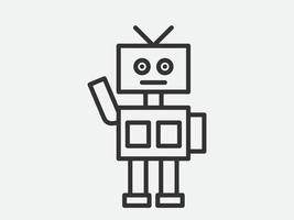 Robot toy icon on white background. Line style vector illustration.