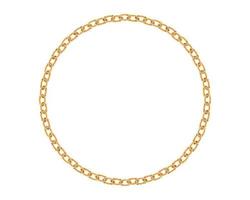 Realistic gold circle frame chain texture. Golden round chains link isolated on white background. Jewelry chainlet three dimensional design element. vector