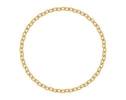 Realistic gold circle frame chain texture. Golden round chains link isolated on white background. Jewelry chainlet three dimensional design element. vector