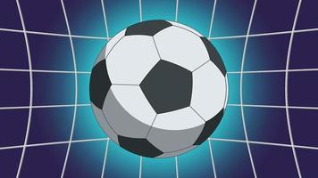 A classic soccer ball flies into the goal net. Goal scored. vector