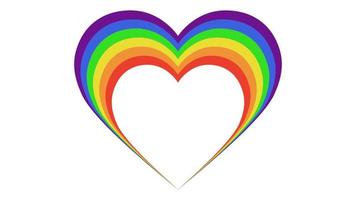 un corazón estilizado con los colores de la bandera lgbt. forma de corazón de arco iris. vector