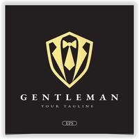 GOLD SHIELD Bow tie tuxedo suit gentleman fashion tailor clothes vintage classic logo premium elegant template vector eps 10