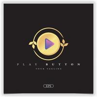 botón de reproducción de oro logo premium elegante plantilla vector eps 10