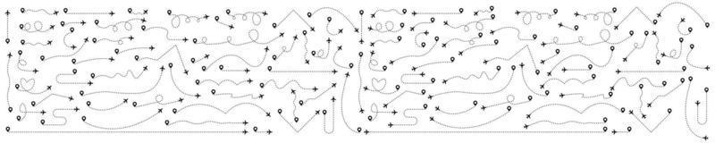 Big collection dotted airplane trajectories. Path or way of plane vector icons