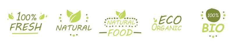 Natural food collection stickers in flat design vector