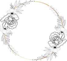 flower frame wreath  ring watercolor illustration