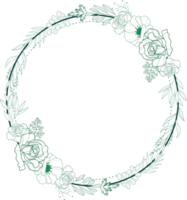 blomma ram krans ringa vattenfärg illustration png