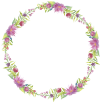 blomma ram krans ringa vattenfärg illustration png