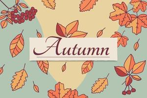 Autumn leaves retro colors ditsy style background design vector