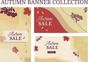 Autumn ditsy modern style banner collection vector