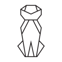 conception d'illustration d'origami de robe. dessin au trait géométrique pour icône, logo, élément de conception, etc. png