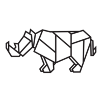 rhinoceros origami illustration design. line art geometric for icon, logo, design element, etc png