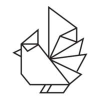 conception d'illustration d'origami de poulet. dessin au trait géométrique pour icône, logo, élément de conception, etc. png