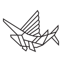 Segelfisch-Origami-Illustrationsdesign. Strichzeichnungen geometrisch für Symbol, Logo, Designelement usw png