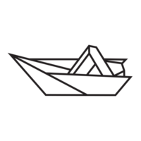 Schnellboot-Origami-Illustrationsdesign. Strichzeichnungen geometrisch für Symbol, Logo, Designelement usw png