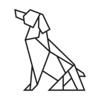 conception d'illustration d'origami de chien. dessin au trait géométrique pour icône, logo, élément de conception, etc. png
