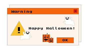 interfaz de computadora retro. tarjeta de halloween pixelada vector