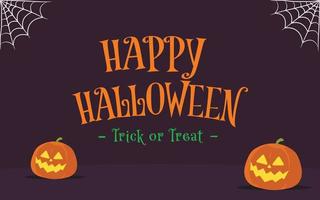 Happy Halloween pumpkins and spiders web Vector background