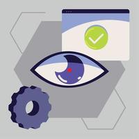 cybersecurity eyeball check mark vector